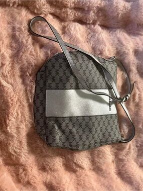 Michael Kors Silver and Gray Logo Crossbody